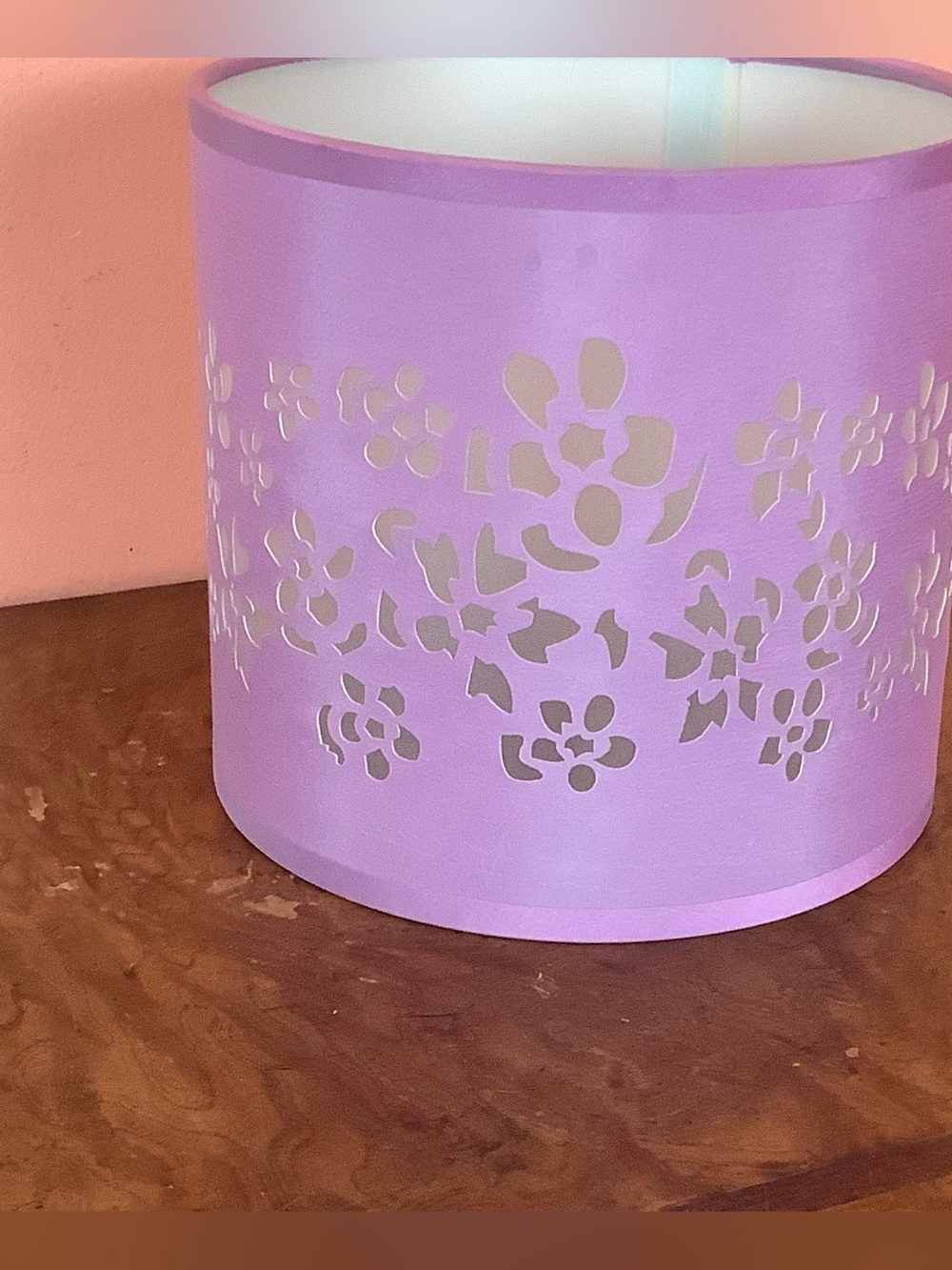 Lavender Flower Cut-Out Table Lamp White Base Clear Crystal Accent Girl's Room - Picture 9 of 16